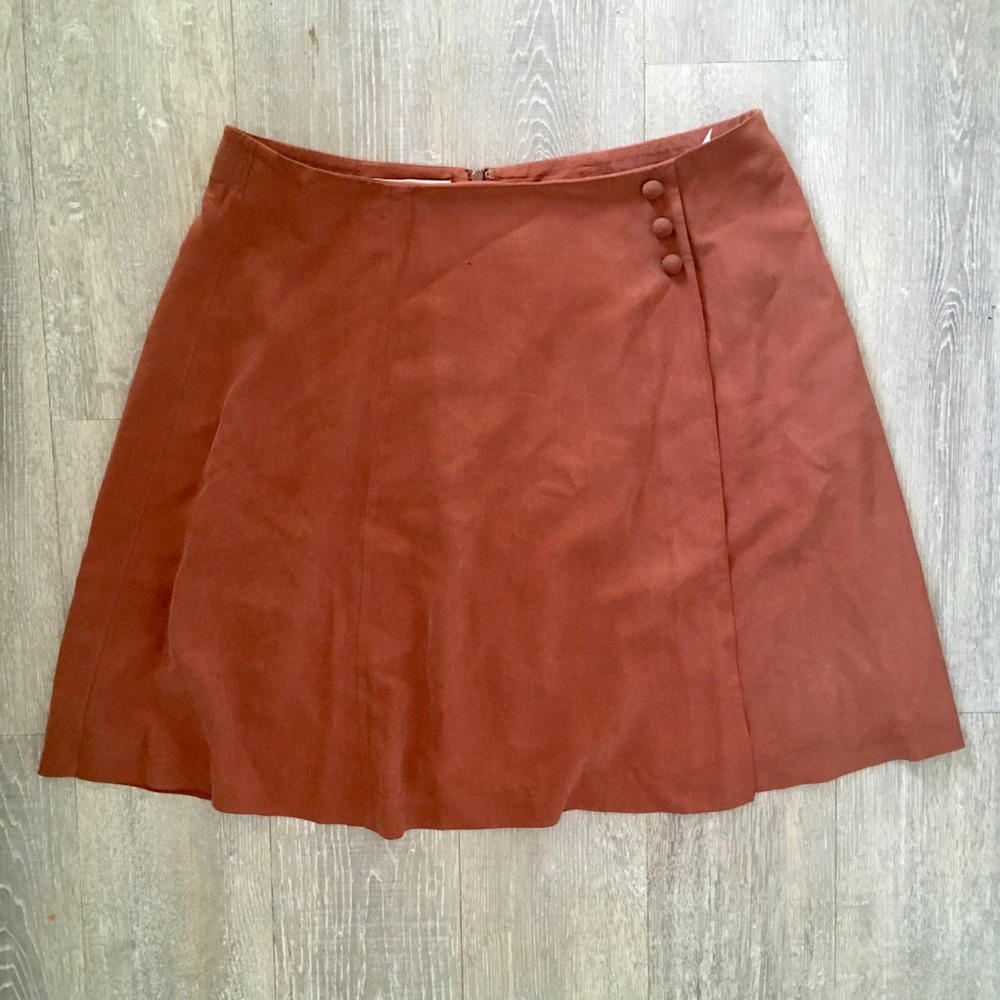 Vintage silk coral faux wrap miniskirt
